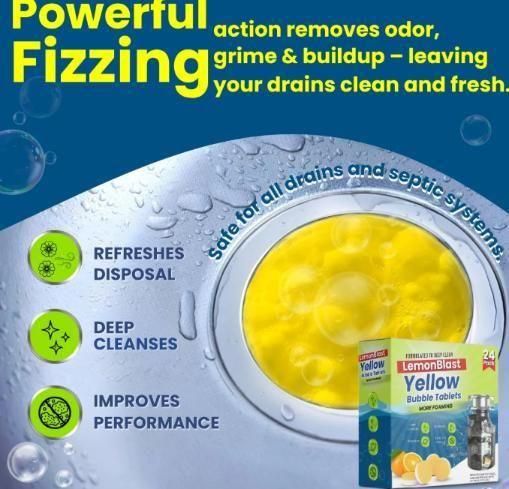 LemonBlast Yellow Bubble Tablets for Drain