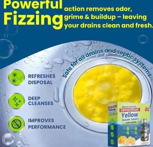 LemonBlast Yellow Bubble Tablets for Drain